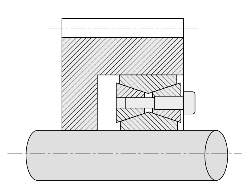 Пример монтажа зажимной втулки A