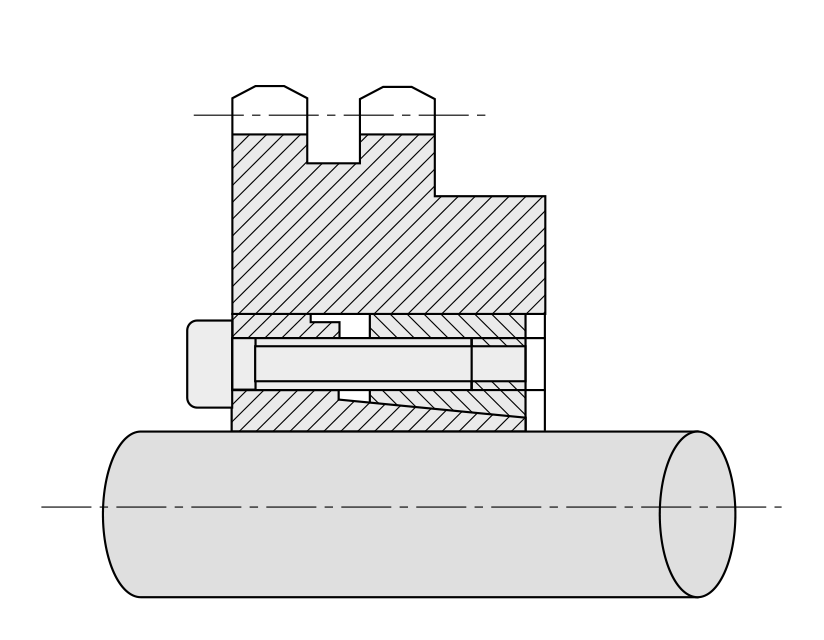 Пример монтажа зажимной втулки B