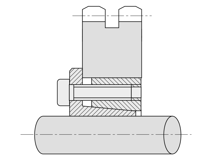 Пример монтажа зажимной втулки C