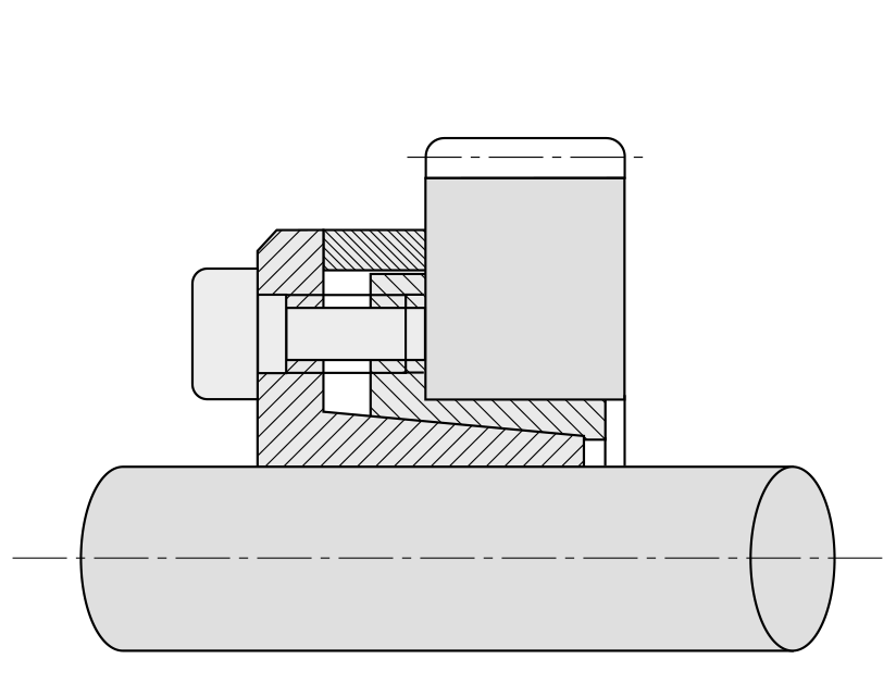 Пример монтажа зажимной втулки E