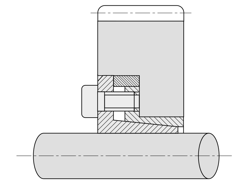 Пример монтажа зажимной втулки F