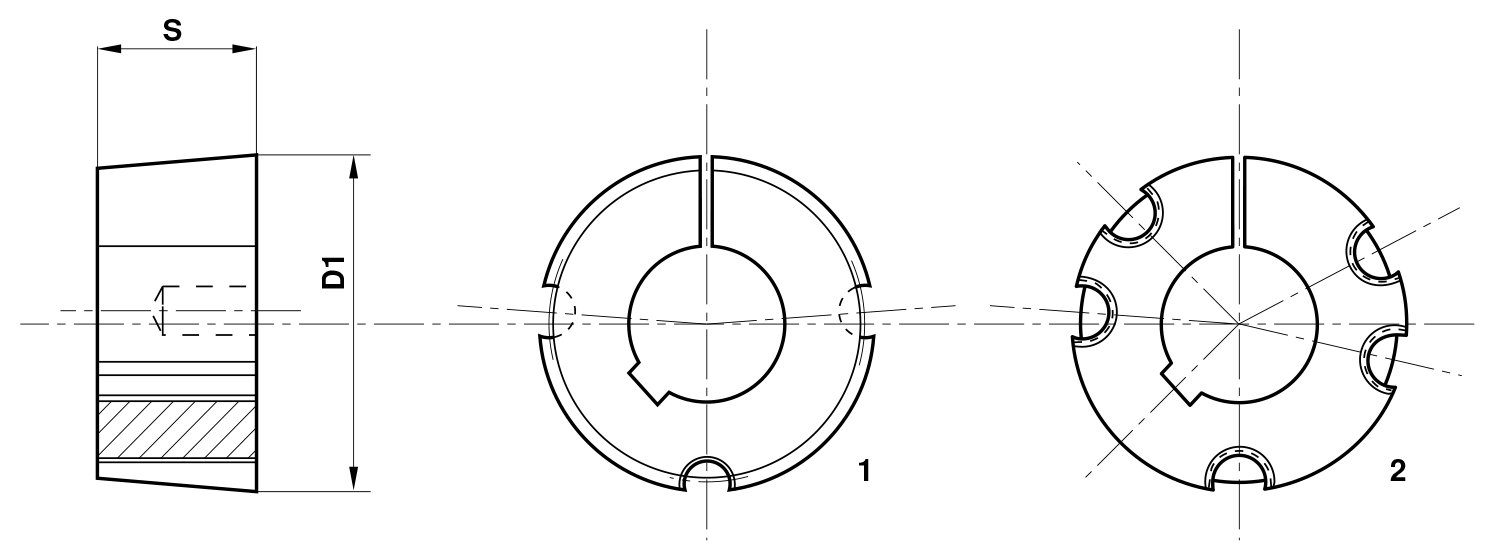 схема тапербуша со стандартным отверстием метрической серии